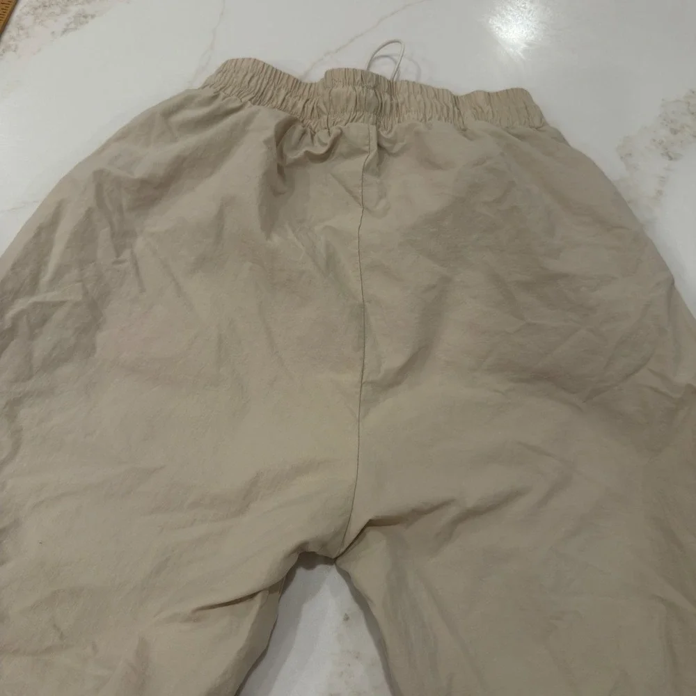 Wilo The Label Womens Mesh Lined Track Pants Sand Beige Elastic Waist XS